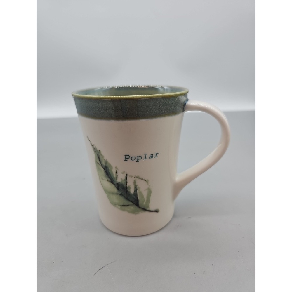 2007 Starbucks‎ Poplar Leaf Coffee Mug Cup Green White 13-oz Mint
